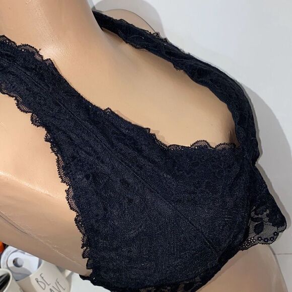 Gilly Hicks Women's Lace Floral Halter Padded Bralette Black Size XL - Picture 6 of 8